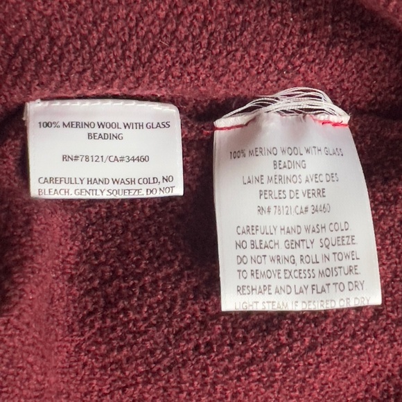 Eileen Fisher 100% merino wool cowl neck sweater women's size S small beaded - Picture 7 of 7